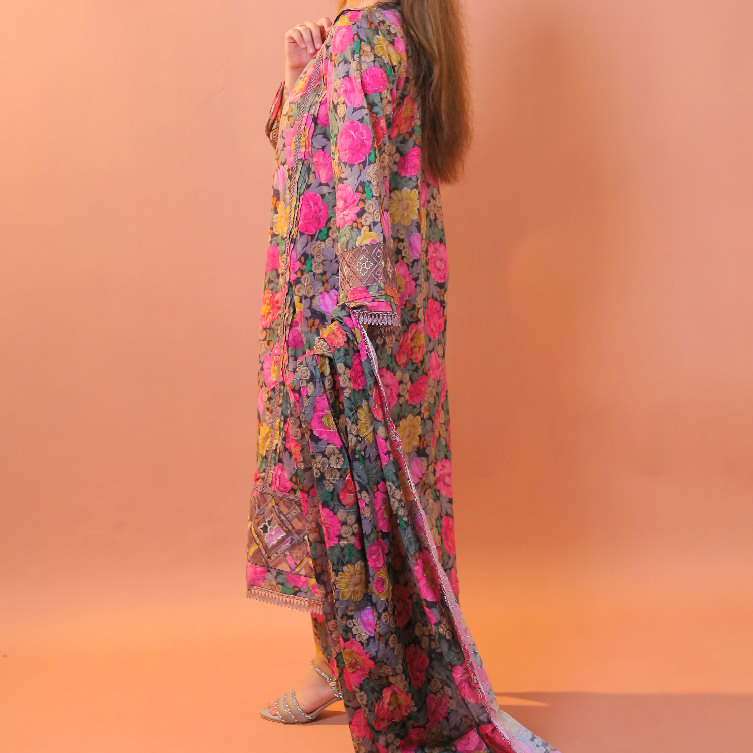 Beige 3pc Lawn Dress Stitched