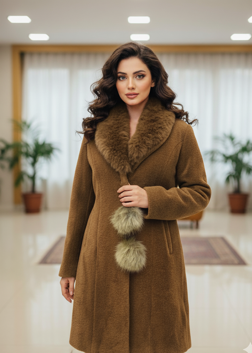 Faux Fur Winter Coat with Plush Collar