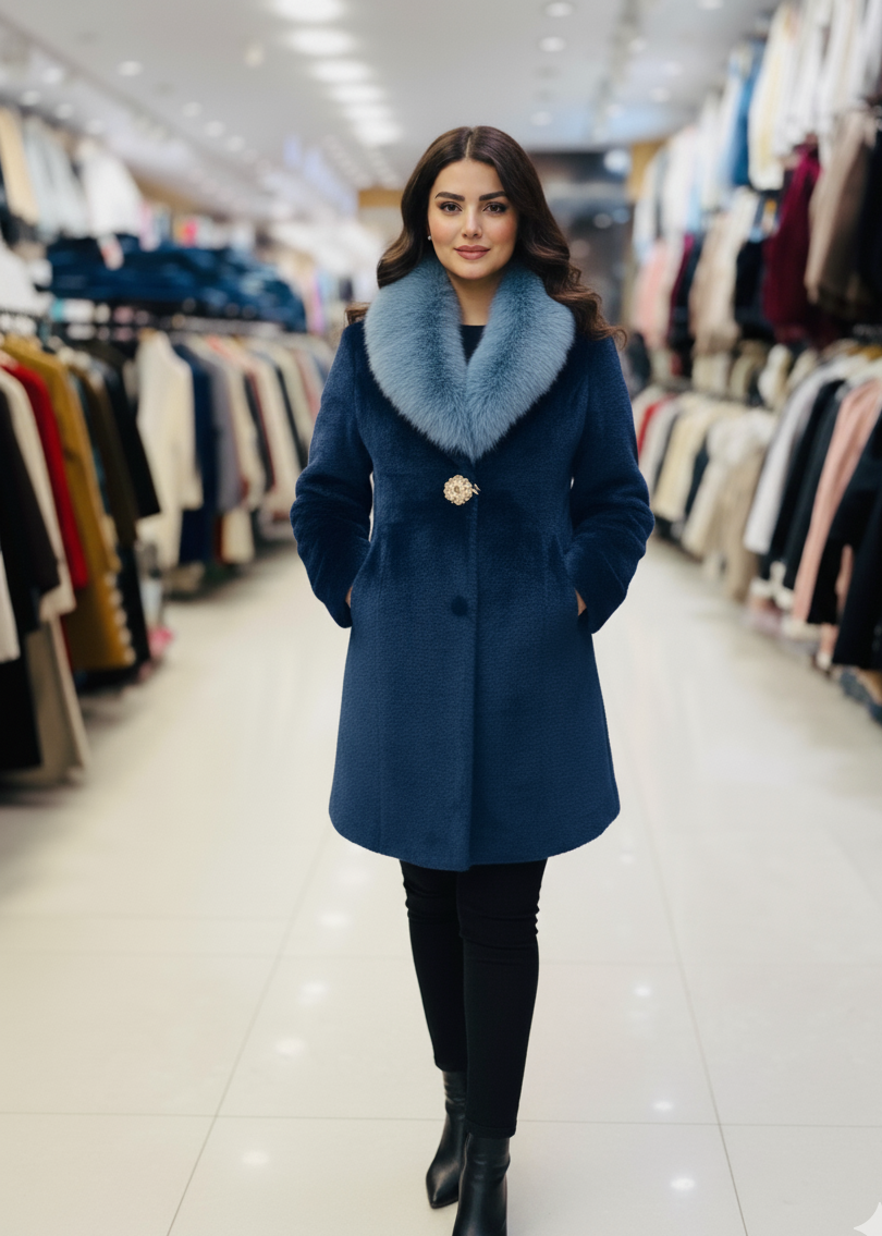 Faux Fur Winter Coat with Plush Collar