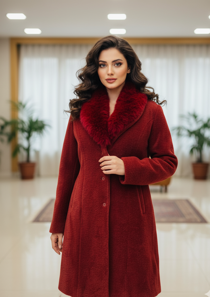 Faux Fur Winter Coat with Plush Collar
