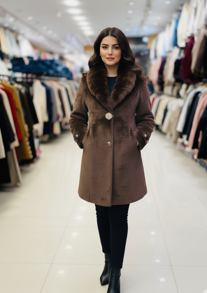 Faux Fur Winter Coat with Plush Collar