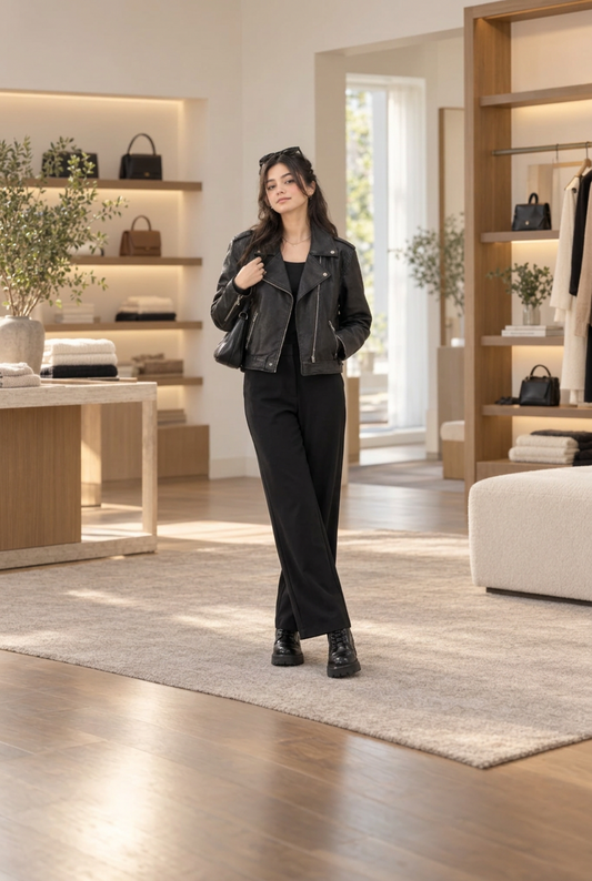 Midnight Black Biker Jacket