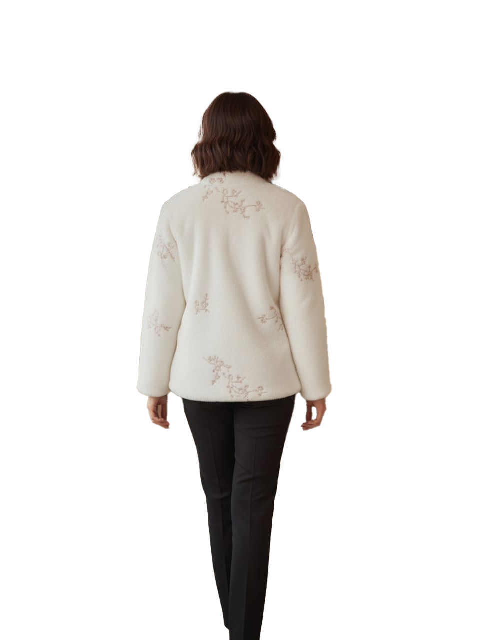 Chiffon Bloom Faux Fur Wrap Jacket