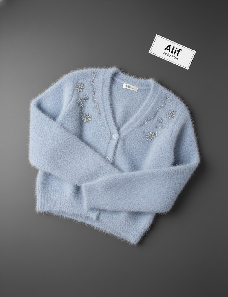 Mohair Blend Cropped Free Size Cardigan