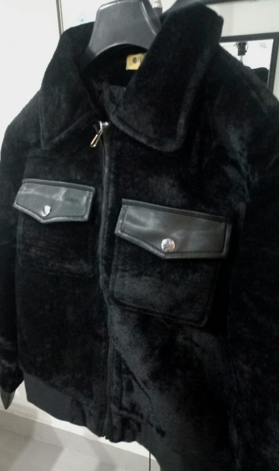 Short Faux Fur Leather Biker Jacket For Women