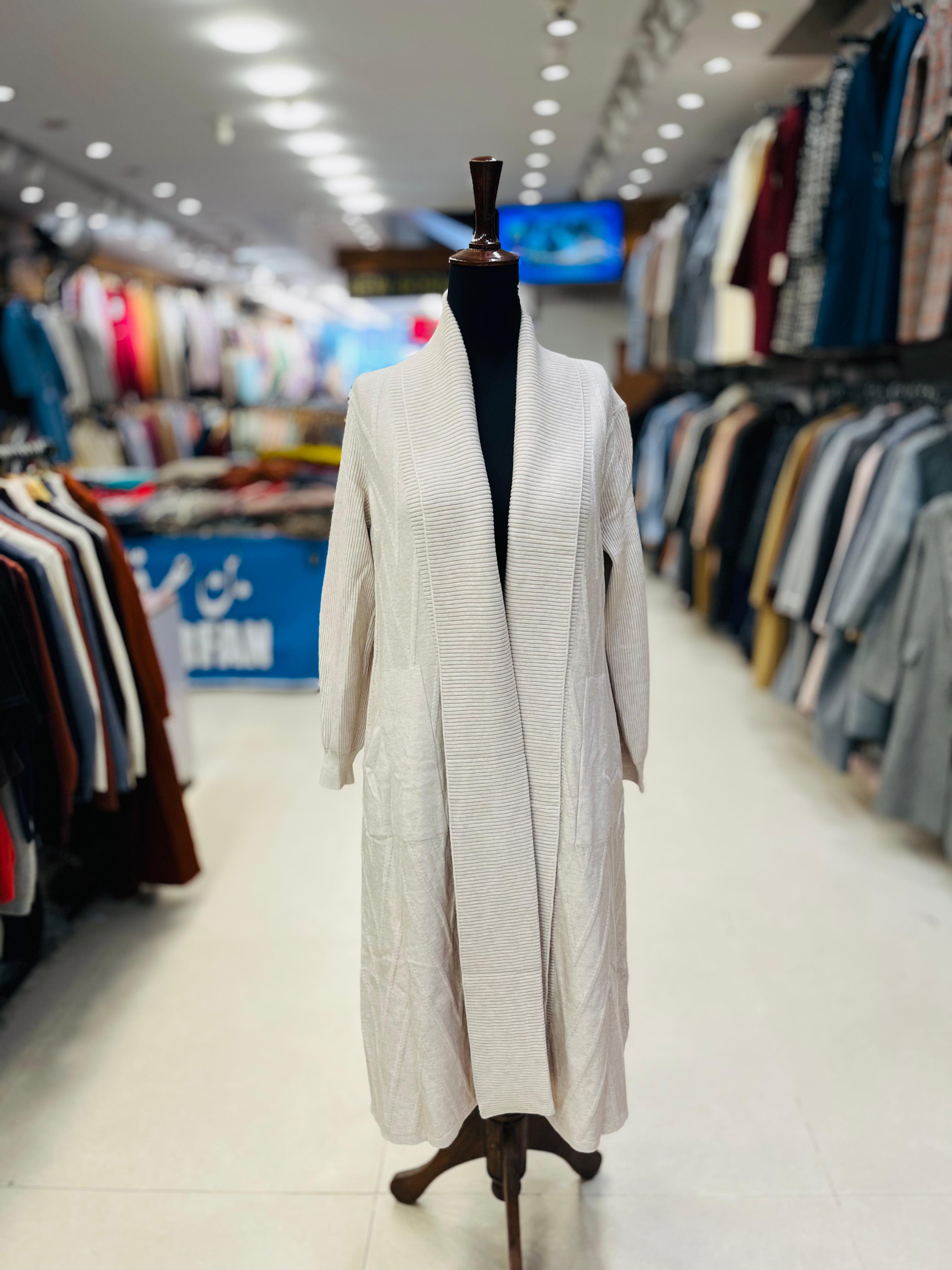 Longline Knit Cardigan Sweater with Pockets