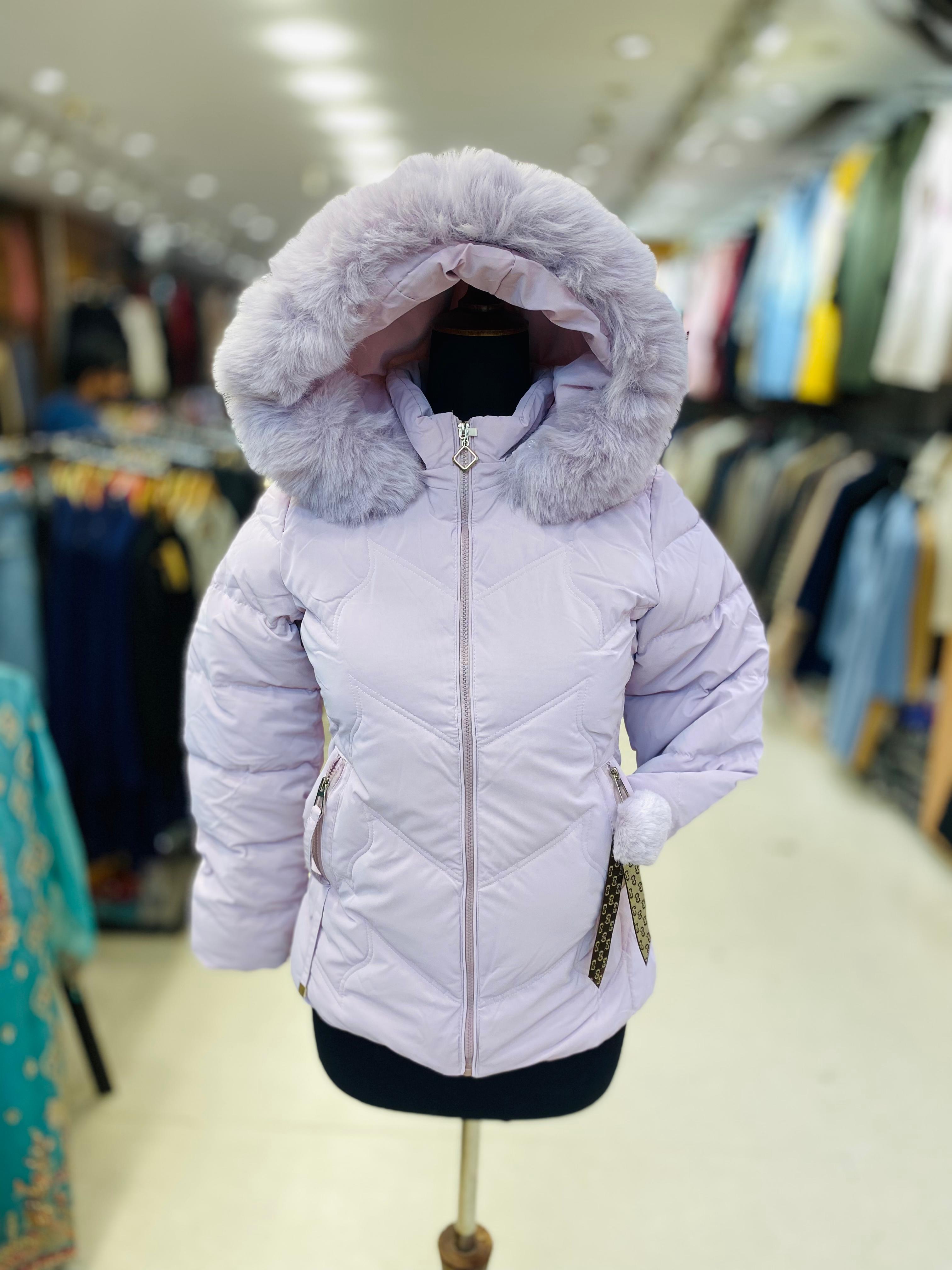 Women's Puffer Jacket with Faux Fur Hood