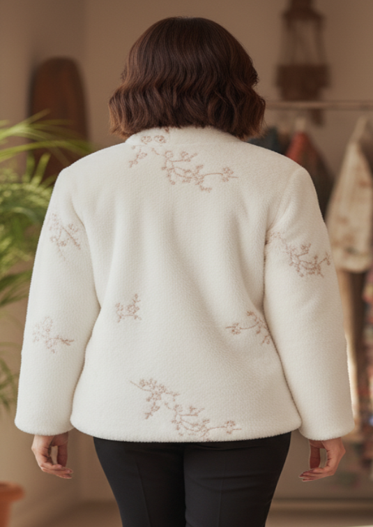 Chiffon Bloom Faux Fur Wrap Jacket