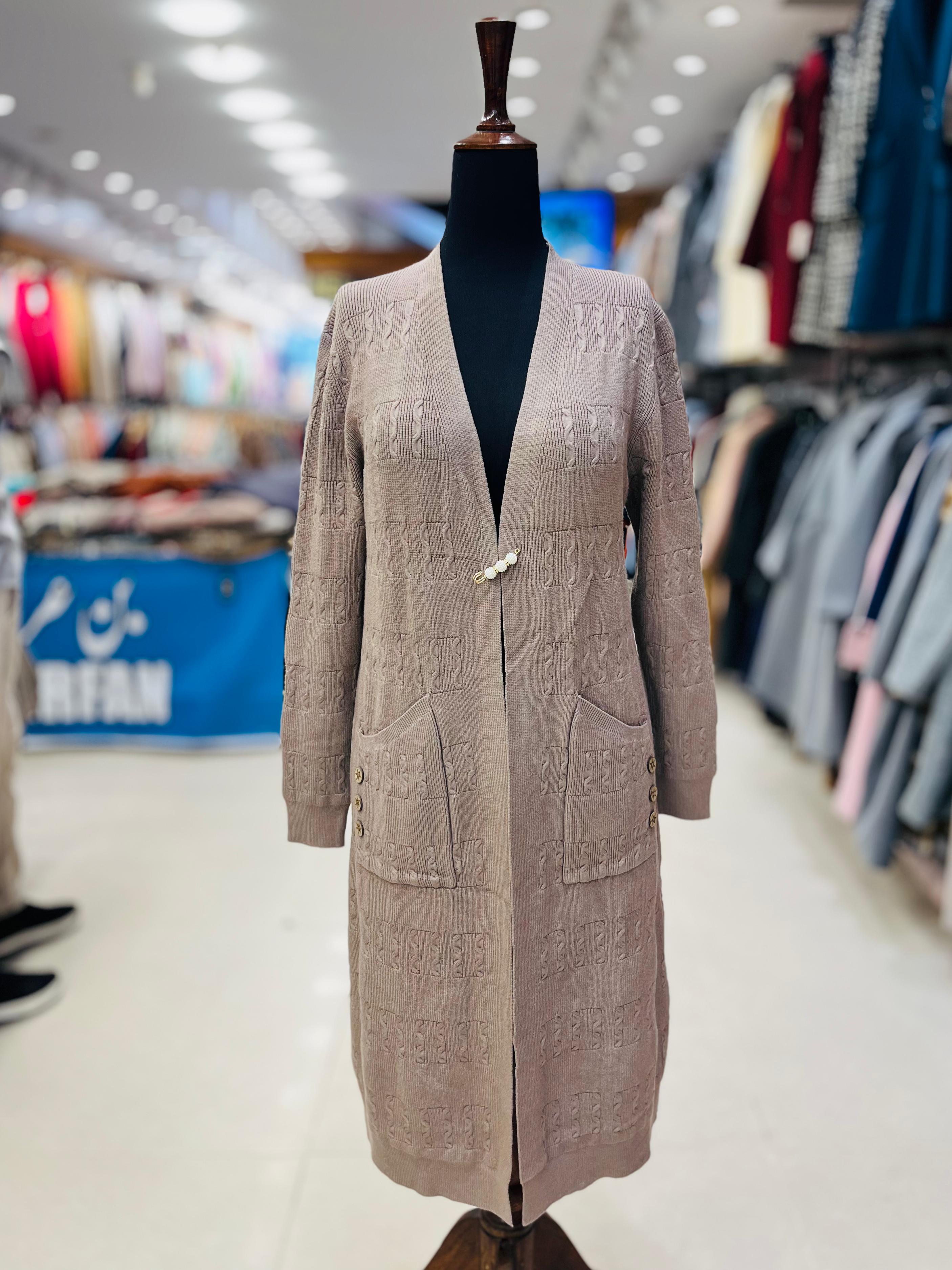 Longline Cable Knit Cardigan with Decorative Gold-Tone Buttons