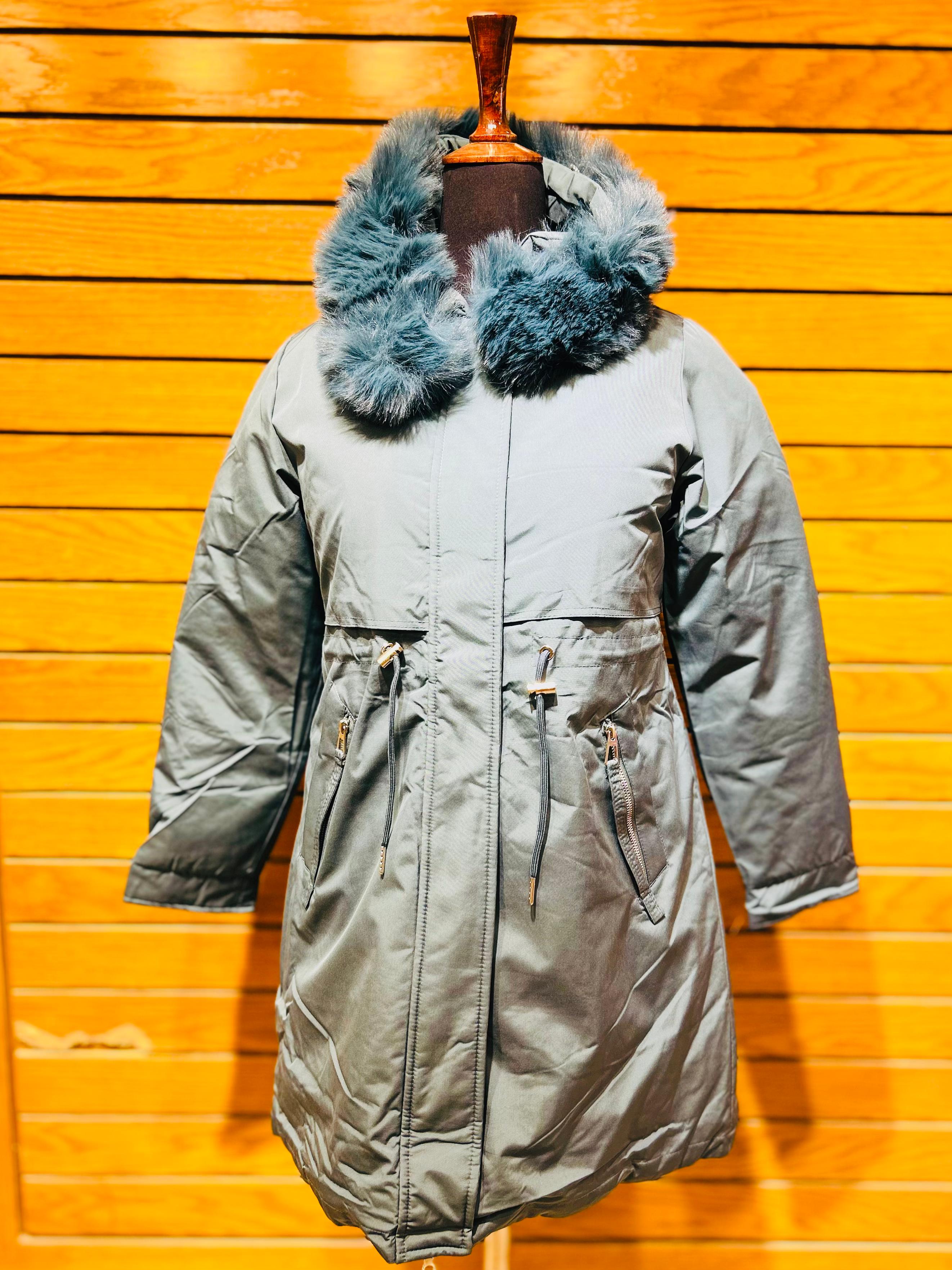 Women's Winter Parka with Faux Fur Hood