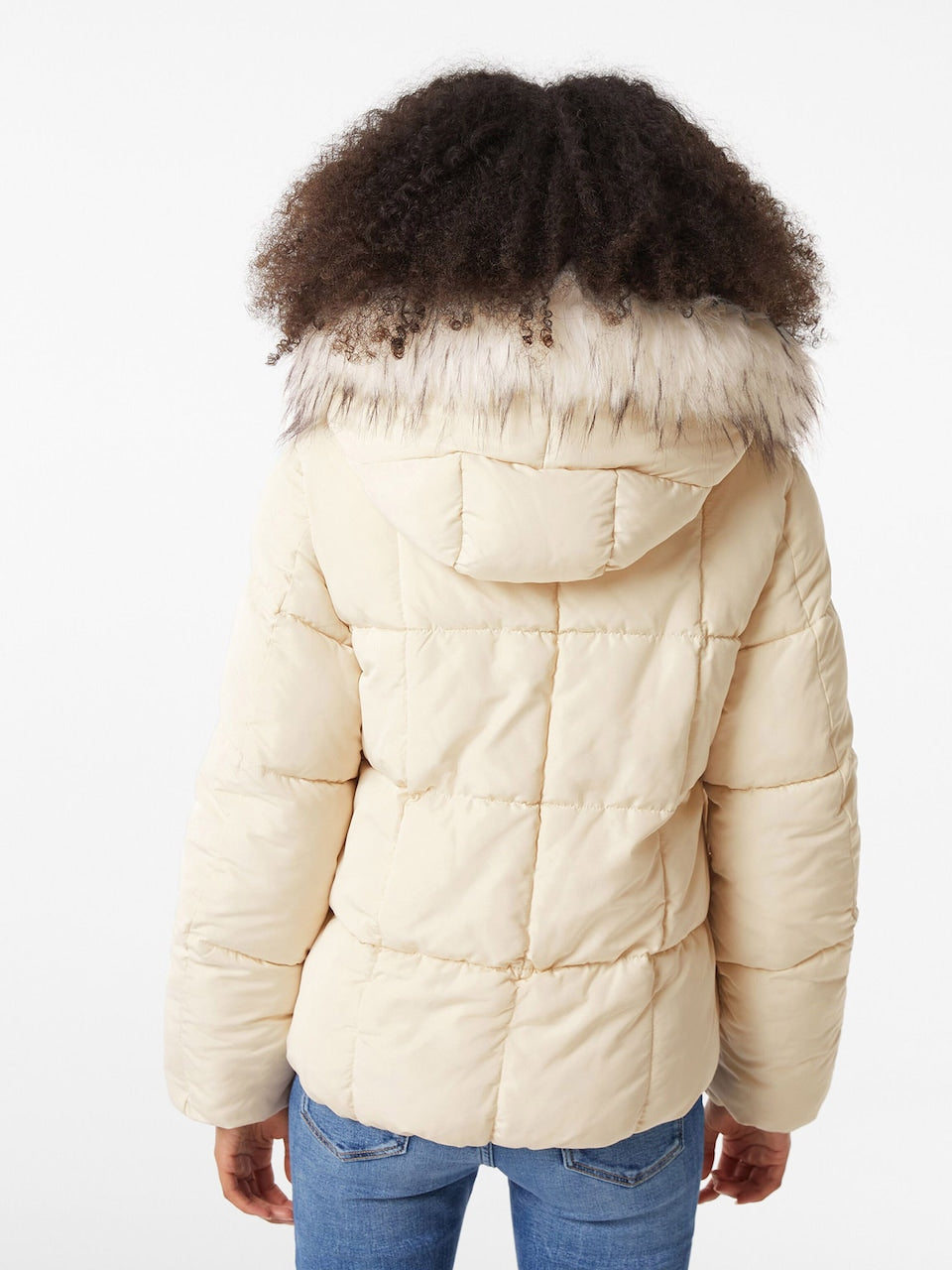Women's Faux Fur Trim Hooded Puffer Jacket