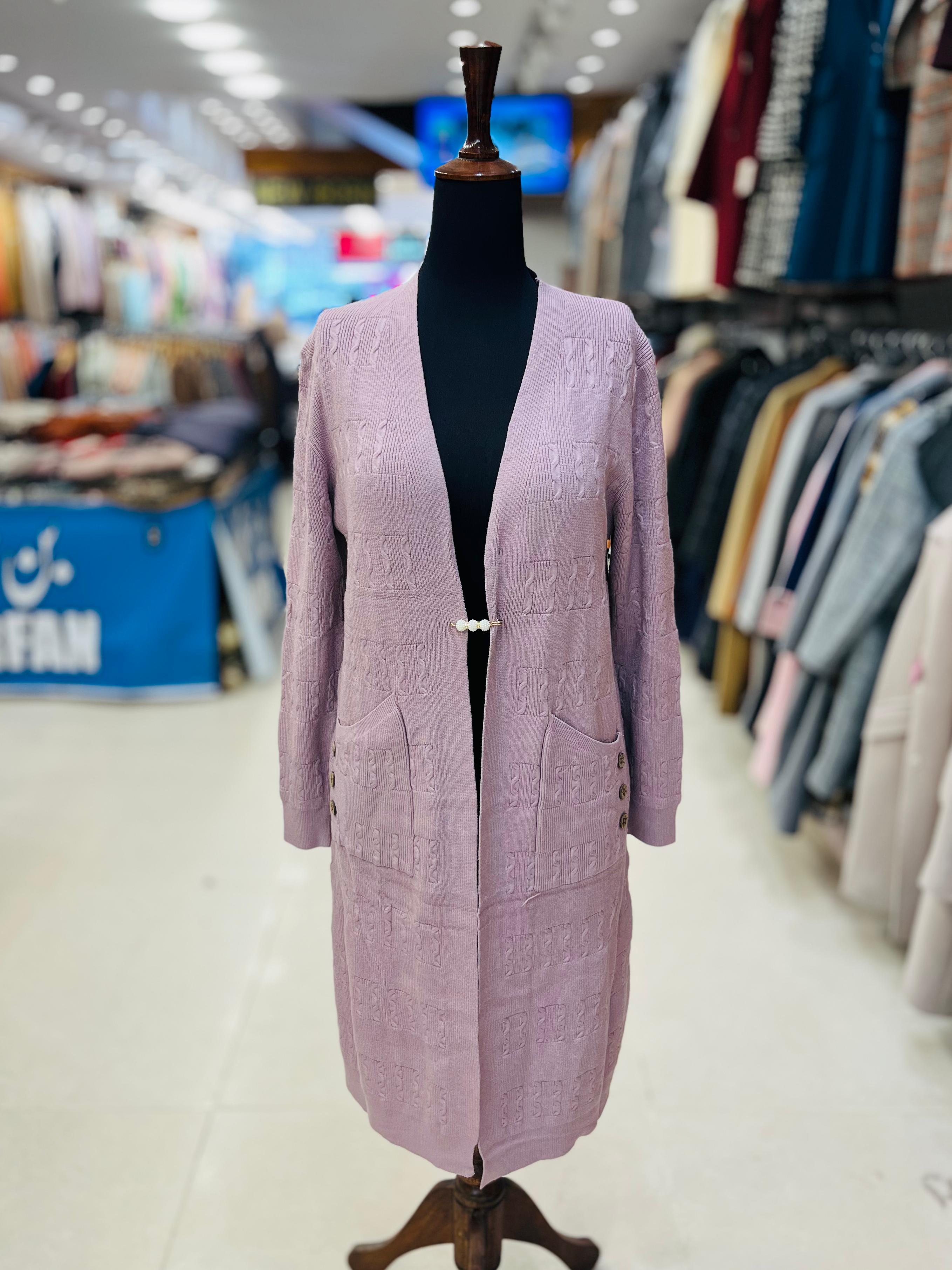 Longline Cable Knit Cardigan with Decorative Gold-Tone Buttons