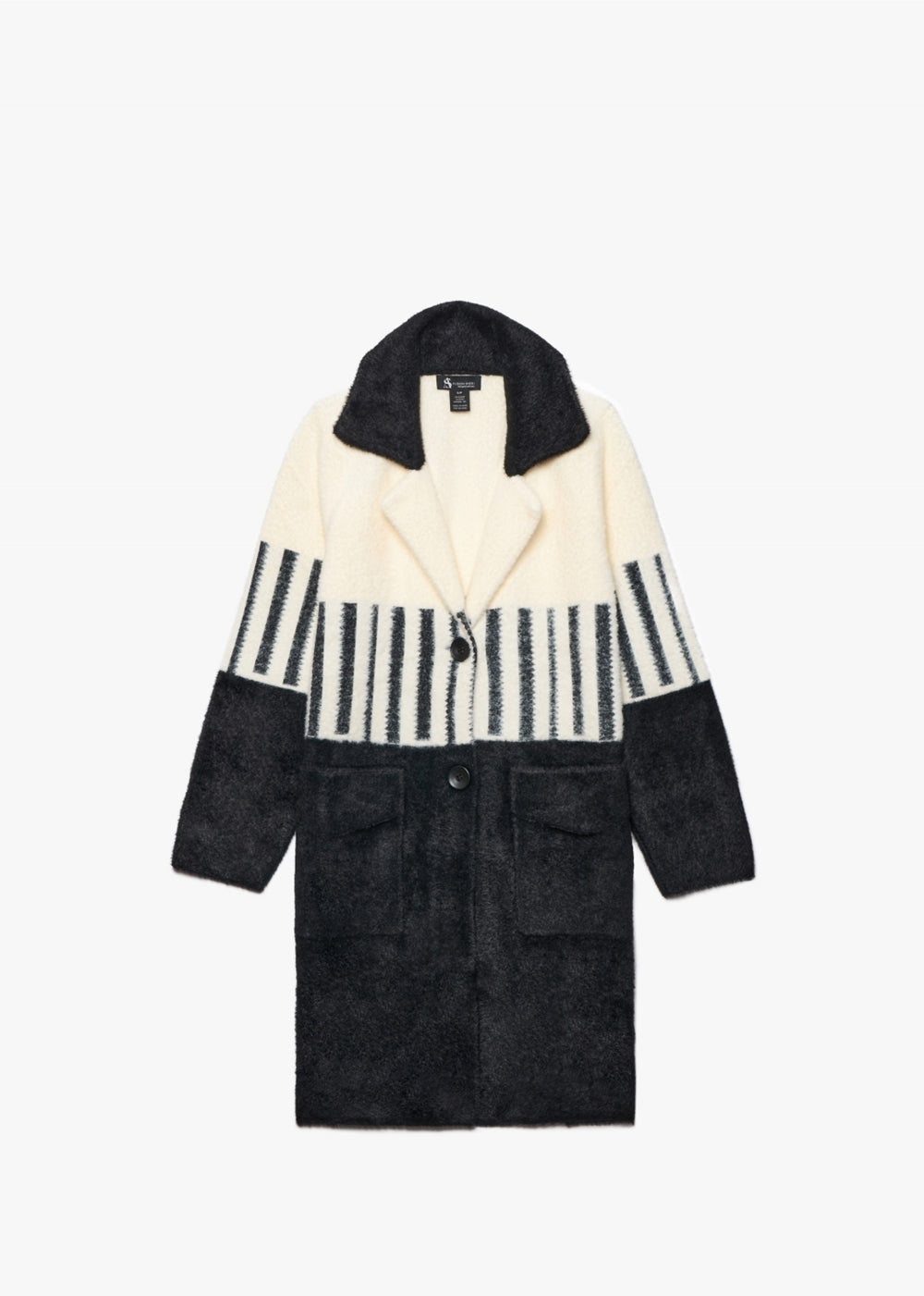Black & White Colourblock Monochrome Coat