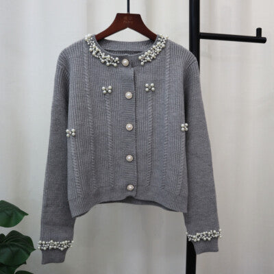 Chic Grey Button-Front Sweater