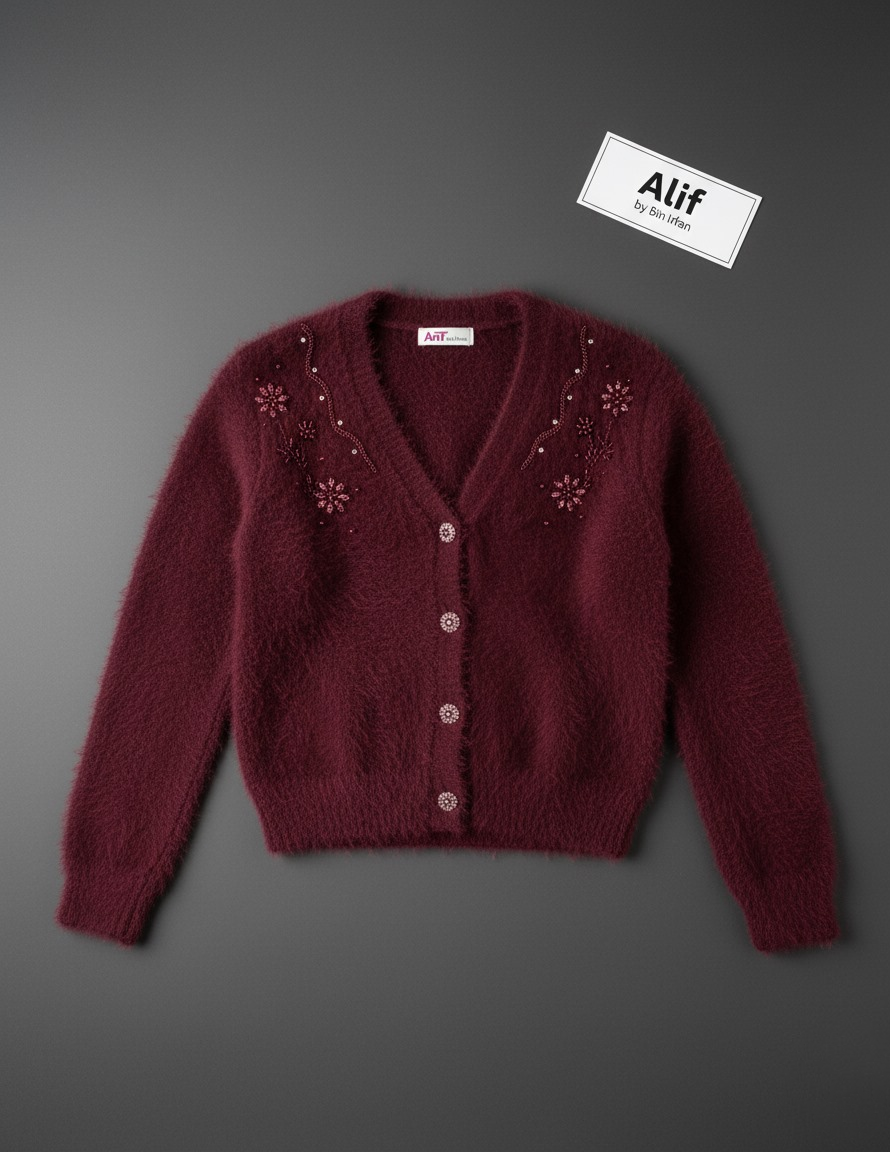 Mohair Blend Cropped Free Size Cardigan