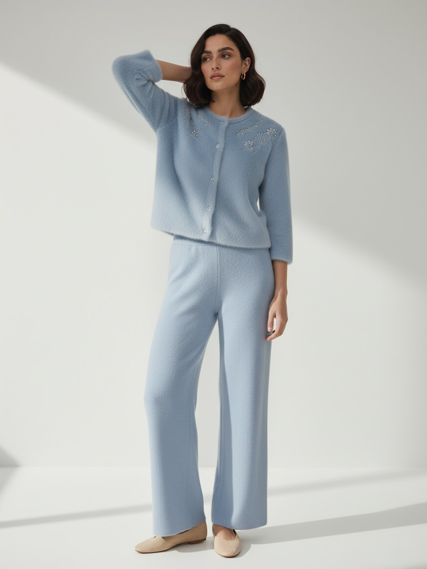 Mohair Blend Cropped Free Size Cardigan